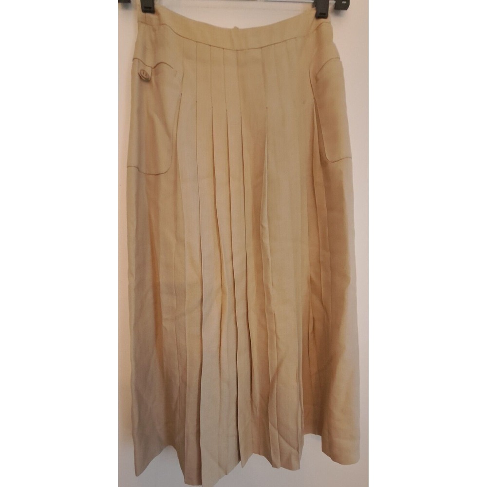 Franck Olivier‎ Paris Pleated Midi Skirt Beige Viscose Women Size 7